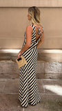 Ellery Maxi Dress Black Beige Stripe