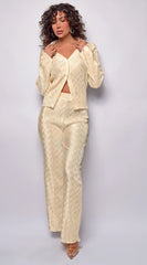 Elliana Vanilla Beige Satin Set