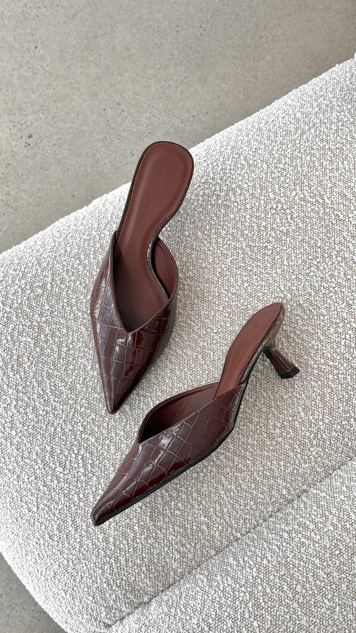 Adele Heel Chocolate Patent Croc