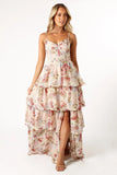 Mito Tiered Maxi Dress Cream Floral