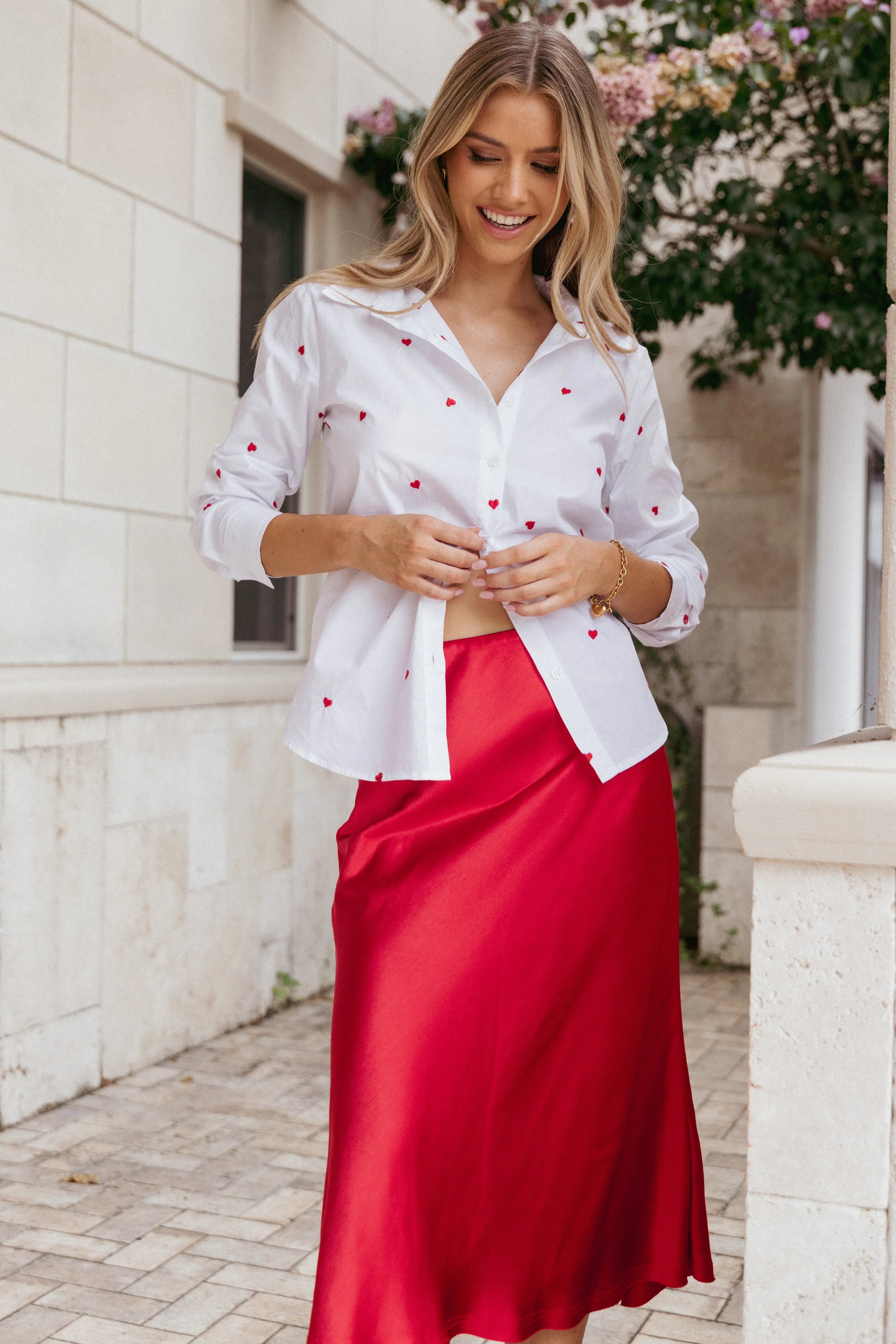 Cyra Heart Top White Red