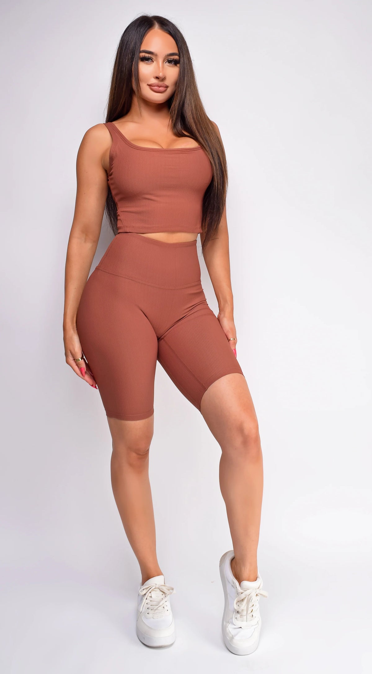 Elise Brown Ribbed Active Set