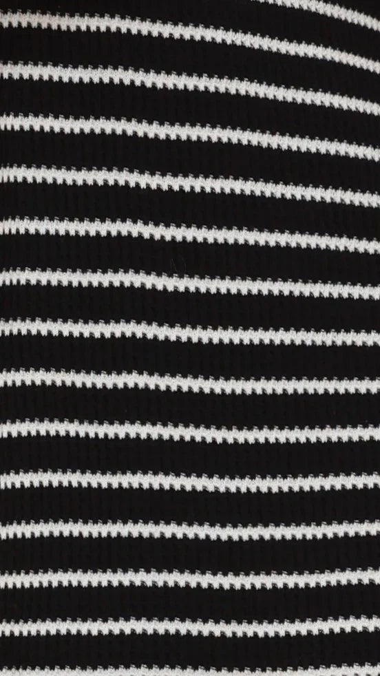 Lacole Button Up Shirt and Shorts Set Black White Stripe