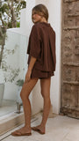 Luna Button Up Shirt Chocolate