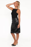 Lindsey Sequin Straight Midi Skirt Black