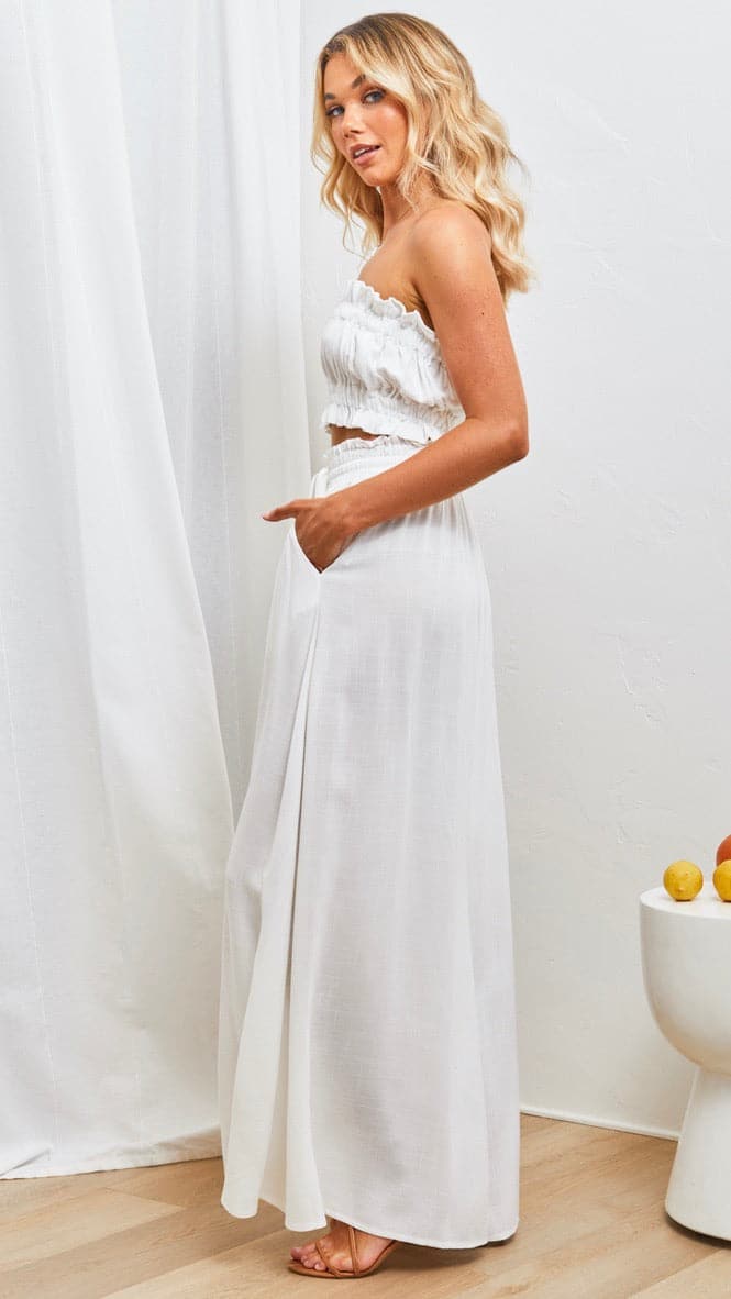 Avery Wide Leg Pants White