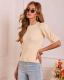 Daytime Standard Knit Floral Puff Sleeve Top