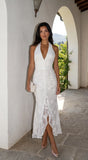 Amalfia Embroidered Halter Maxi Dress White