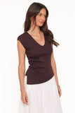 Tori Side Cinch Knitted Top Chocolate Brown