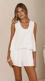 Vika Top White Flower Embroidery