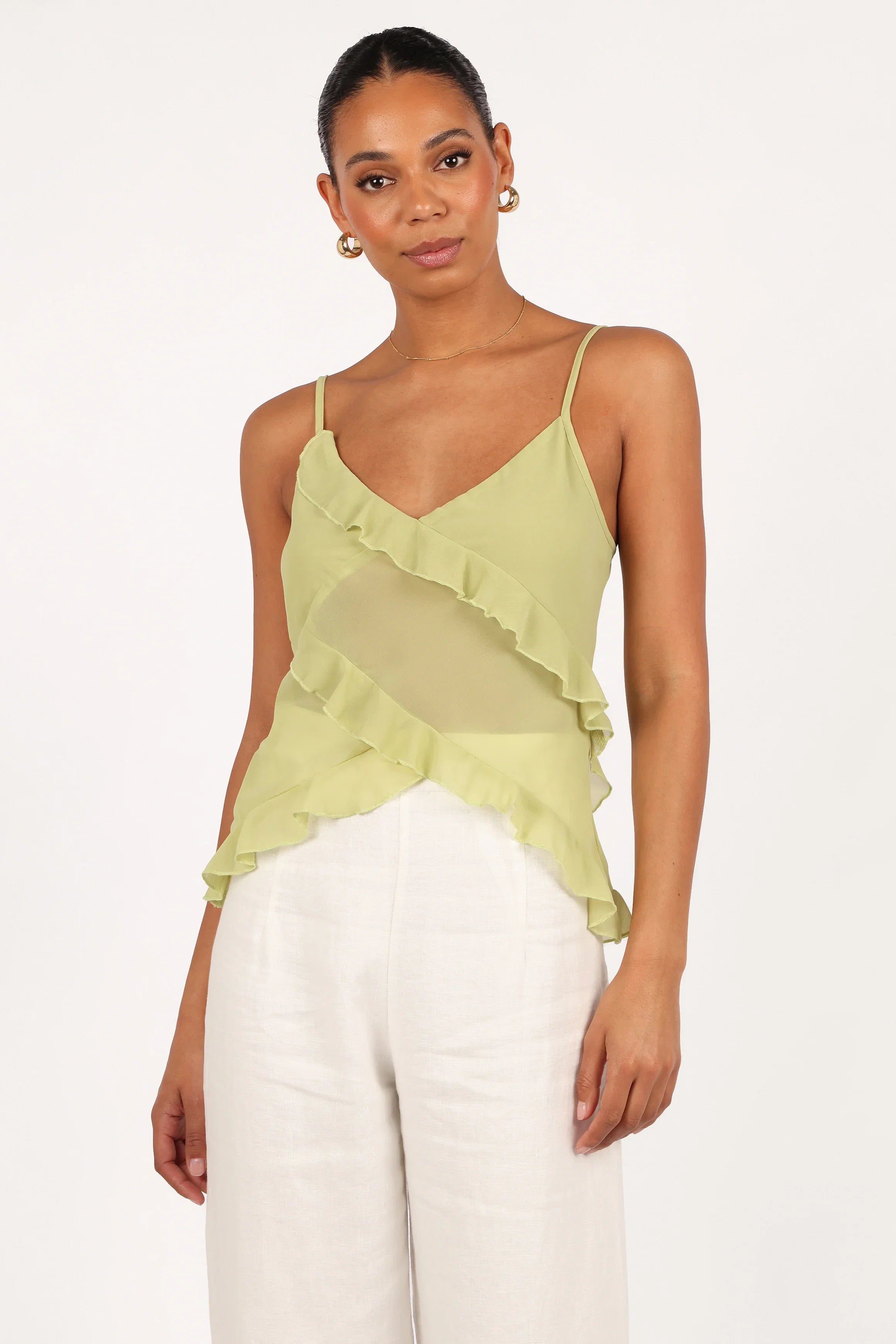 Gabrielle Ruffle Top Meadow Green