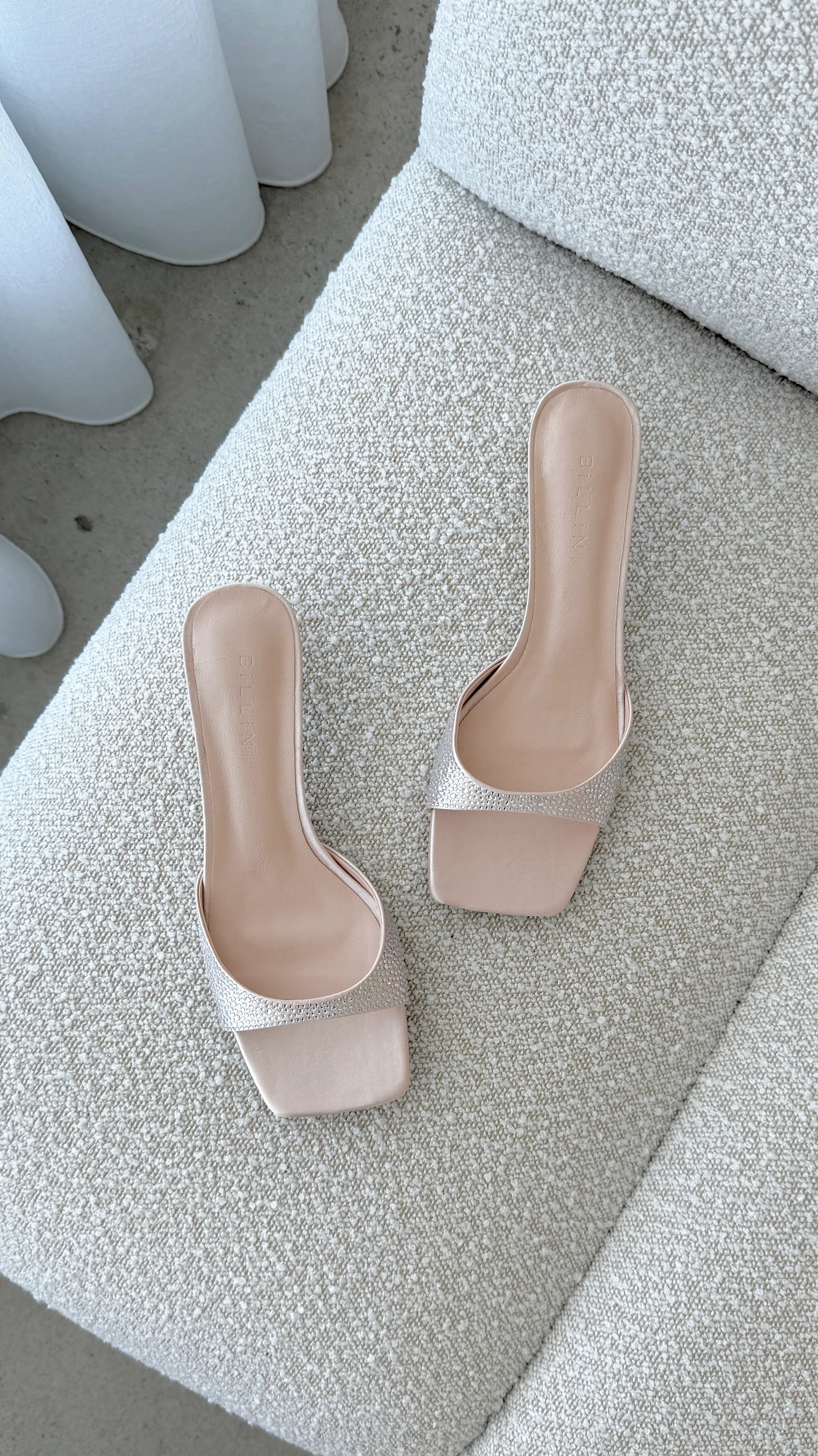 Yiri Heels Champagne Satin Diamante
