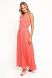 Marie Halterneck Maxi Dress Coral