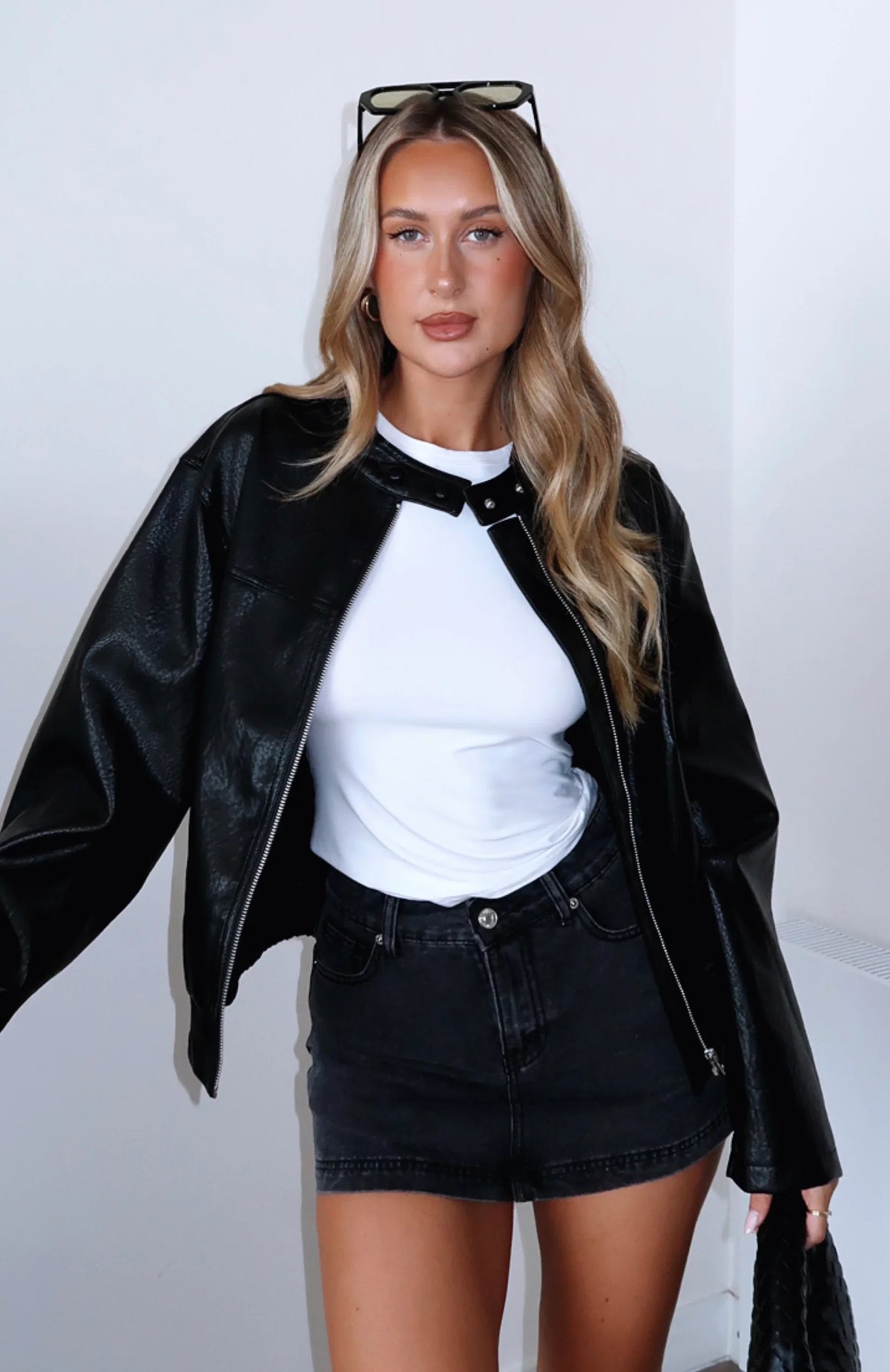 Dont Leave Me Denim Skort Black Acid