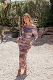 Caelira Skirt Pink Brown Print