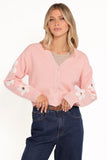 Lantana Flower Sleeve Cardigan Pink