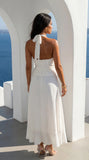 Aurevia Drape Seashell Slit Maxi Dress Off White