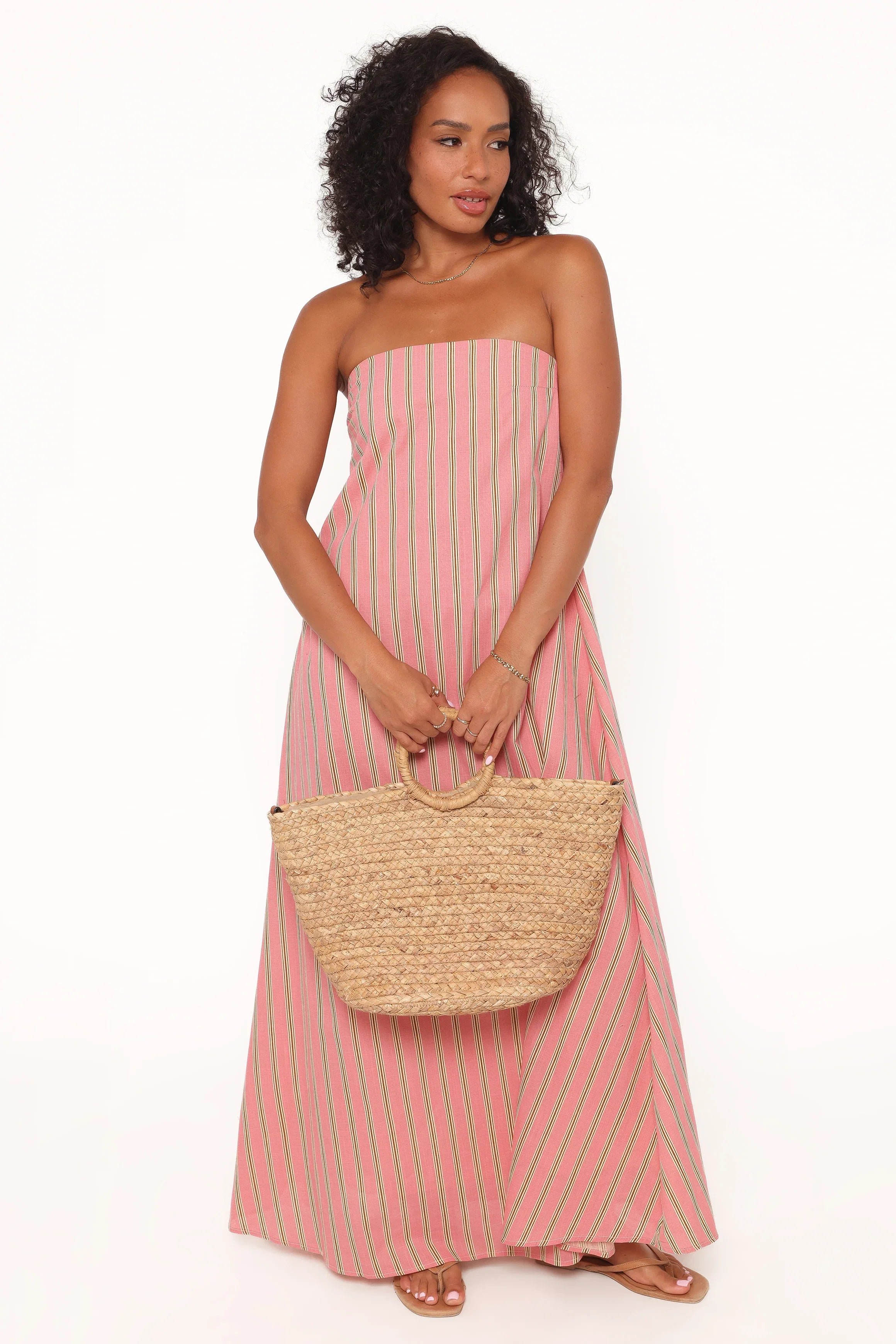 Soph Strapless Maxi Dress Pink Stripe