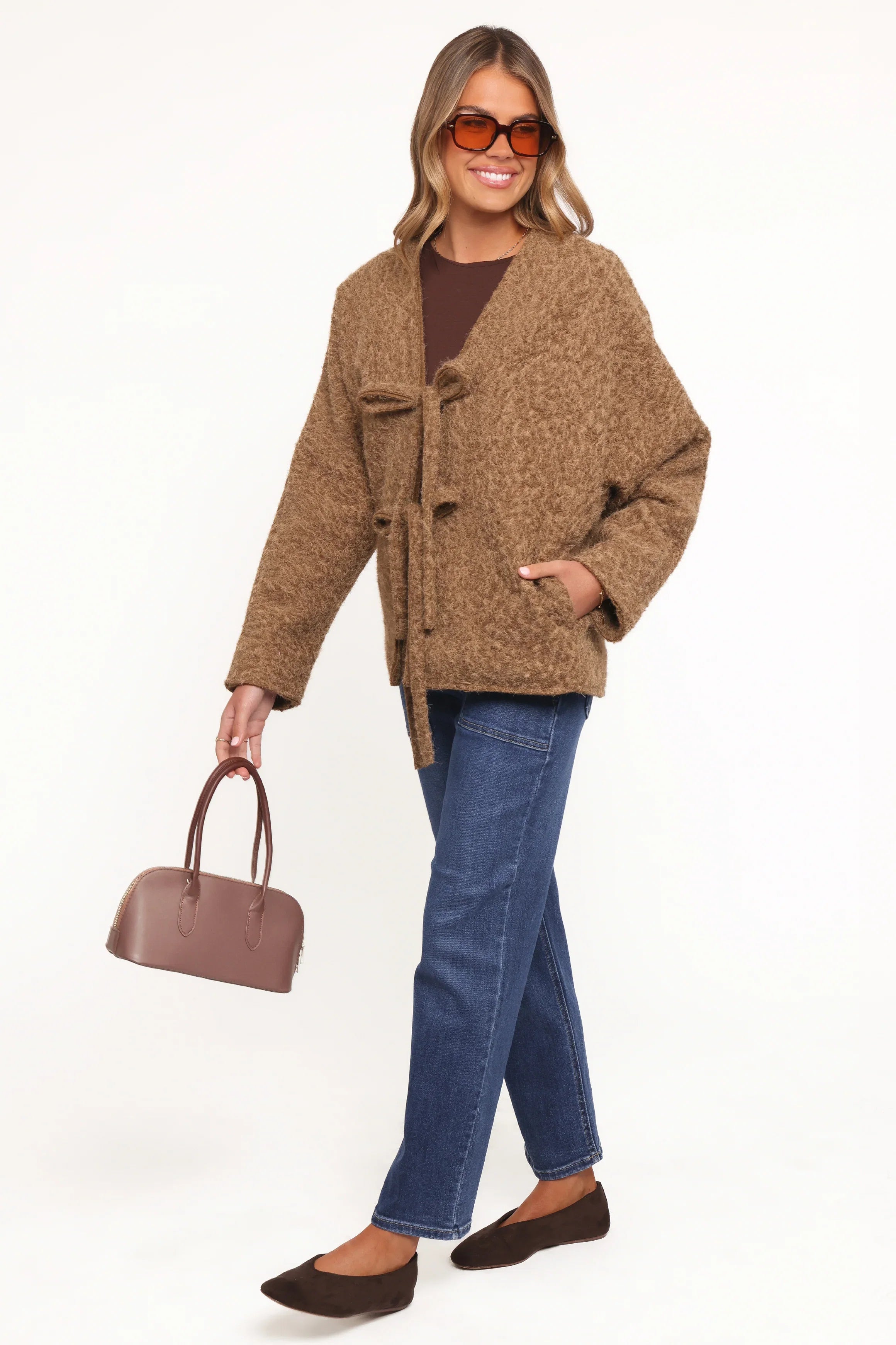 Kimmy Bow Oversized Cardigan Moss