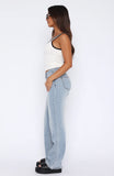 Desire Mid Rise Straight Leg Jeans Light Blue Wash