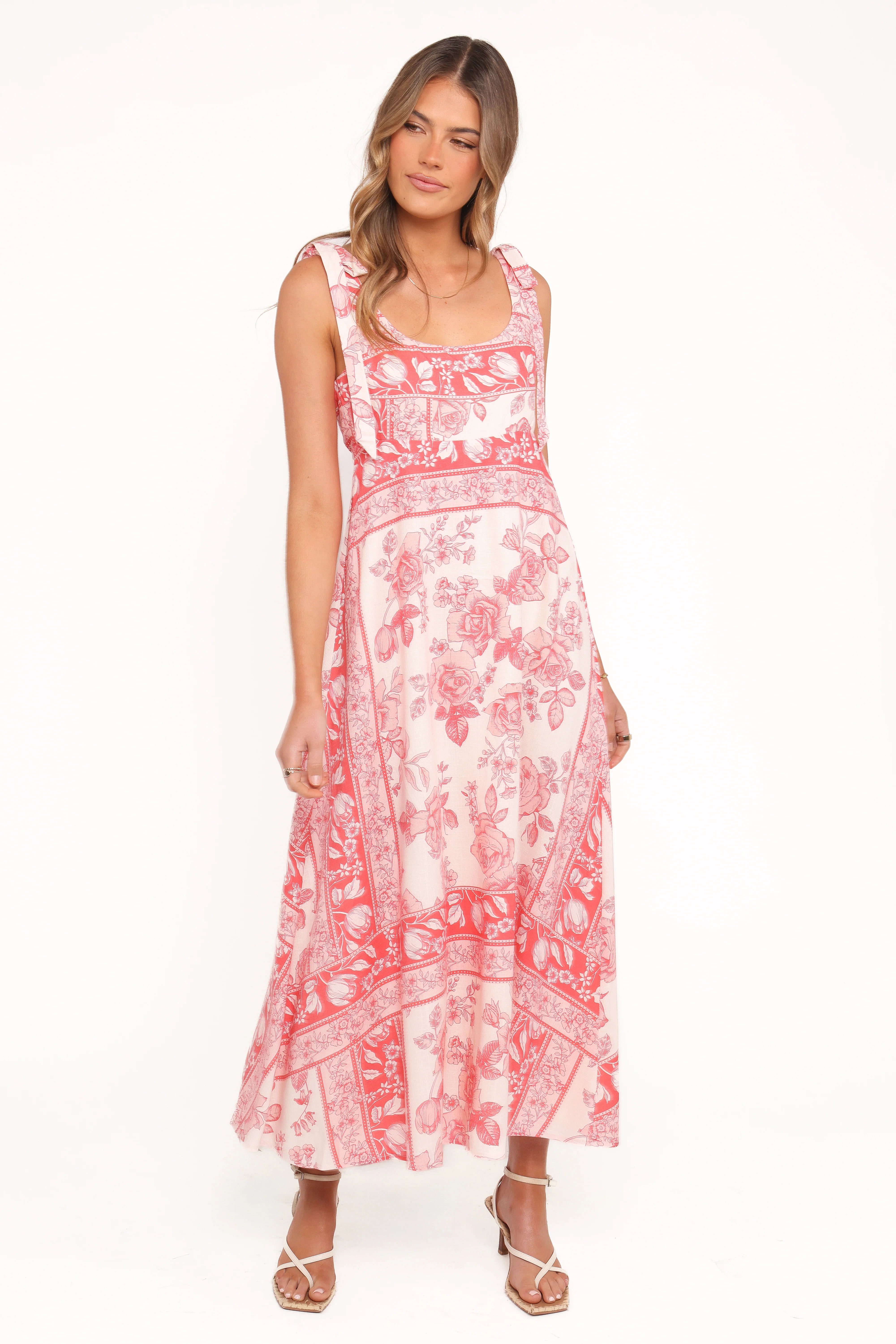 Valara Tie Shoulder Maxi Dress Rose Tile