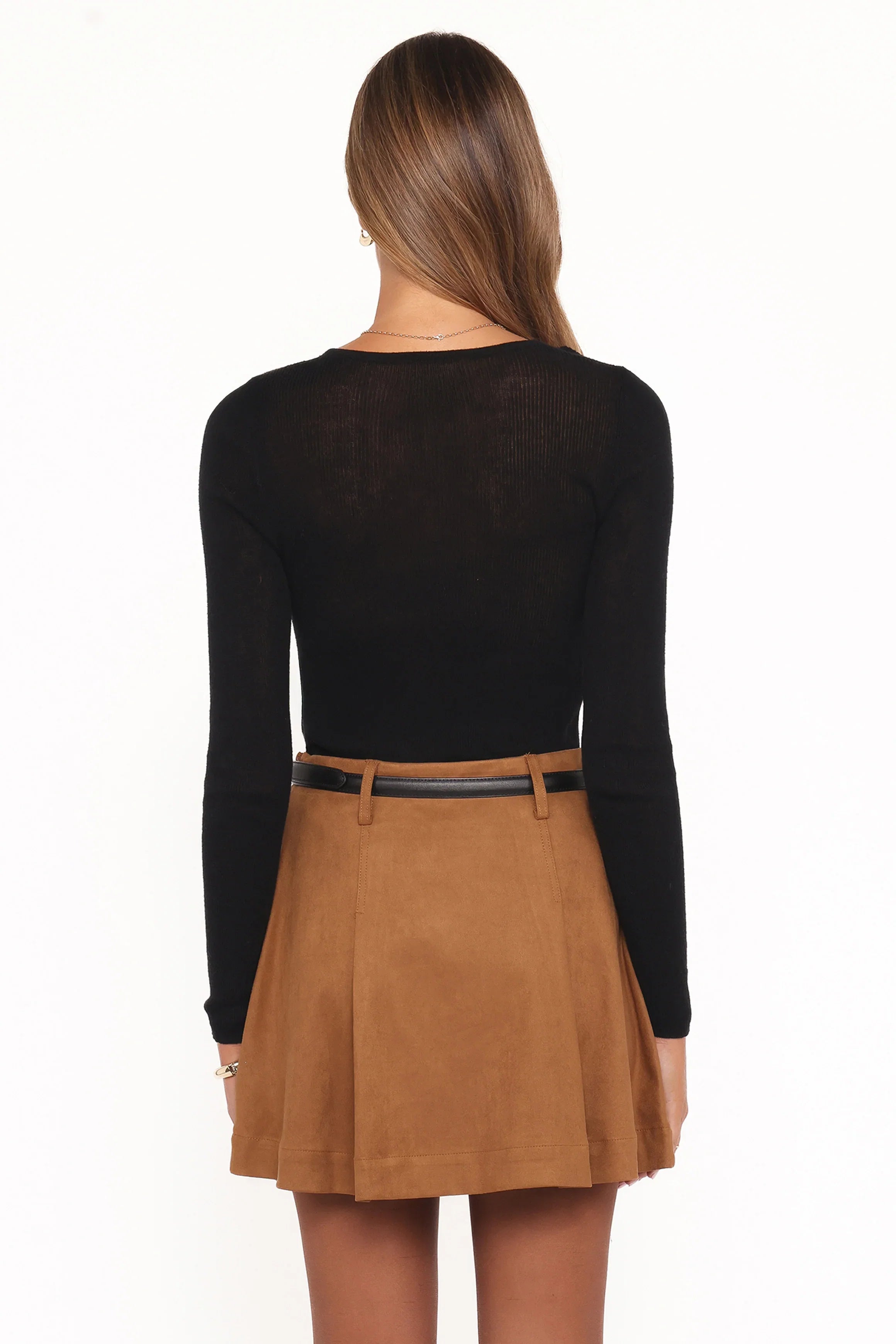 Charles Faux Suede Mini Skirt Camel