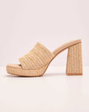 Radiant Dawn Raffia Platform Mules