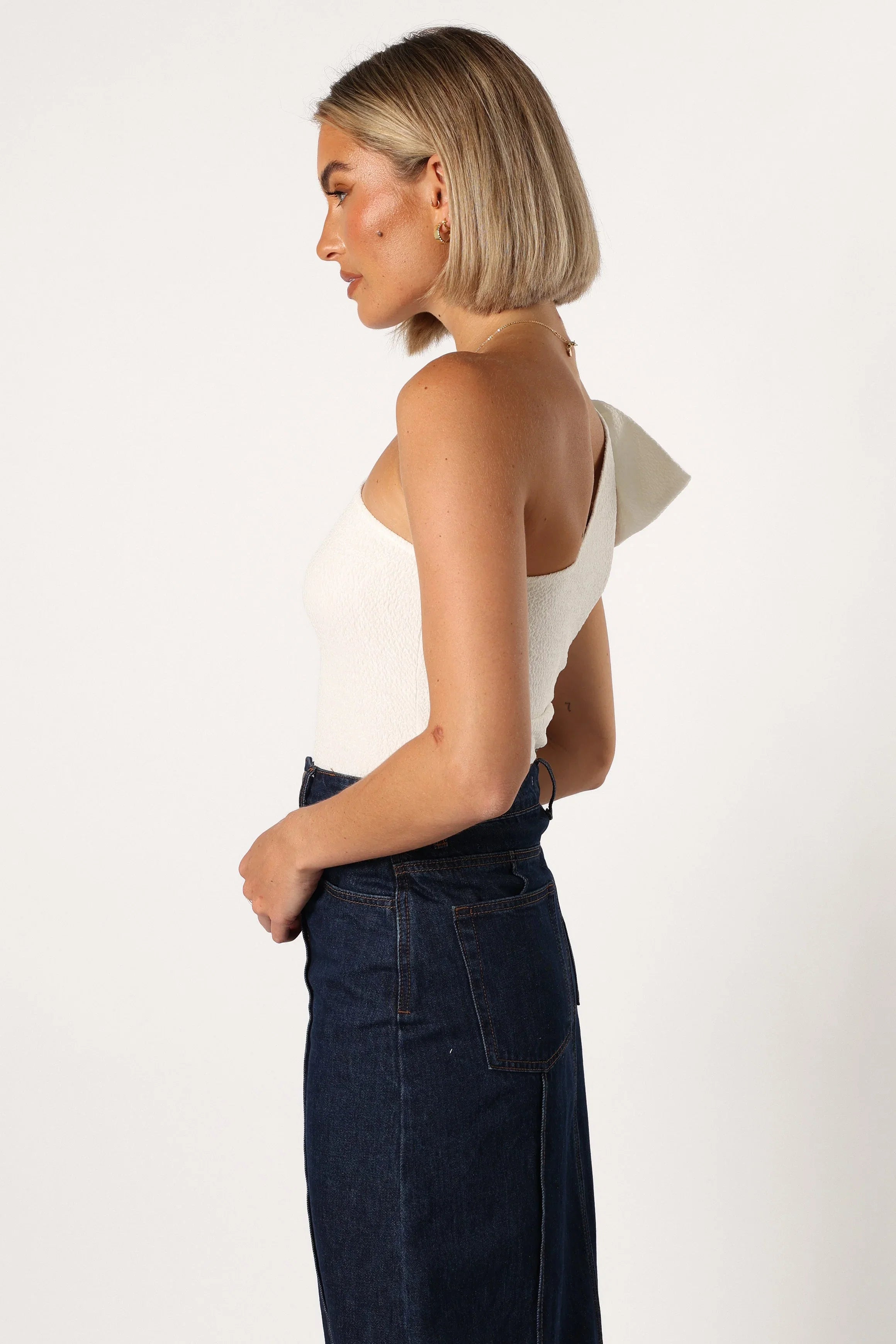 Jordana One Shoulder Bodysuit White