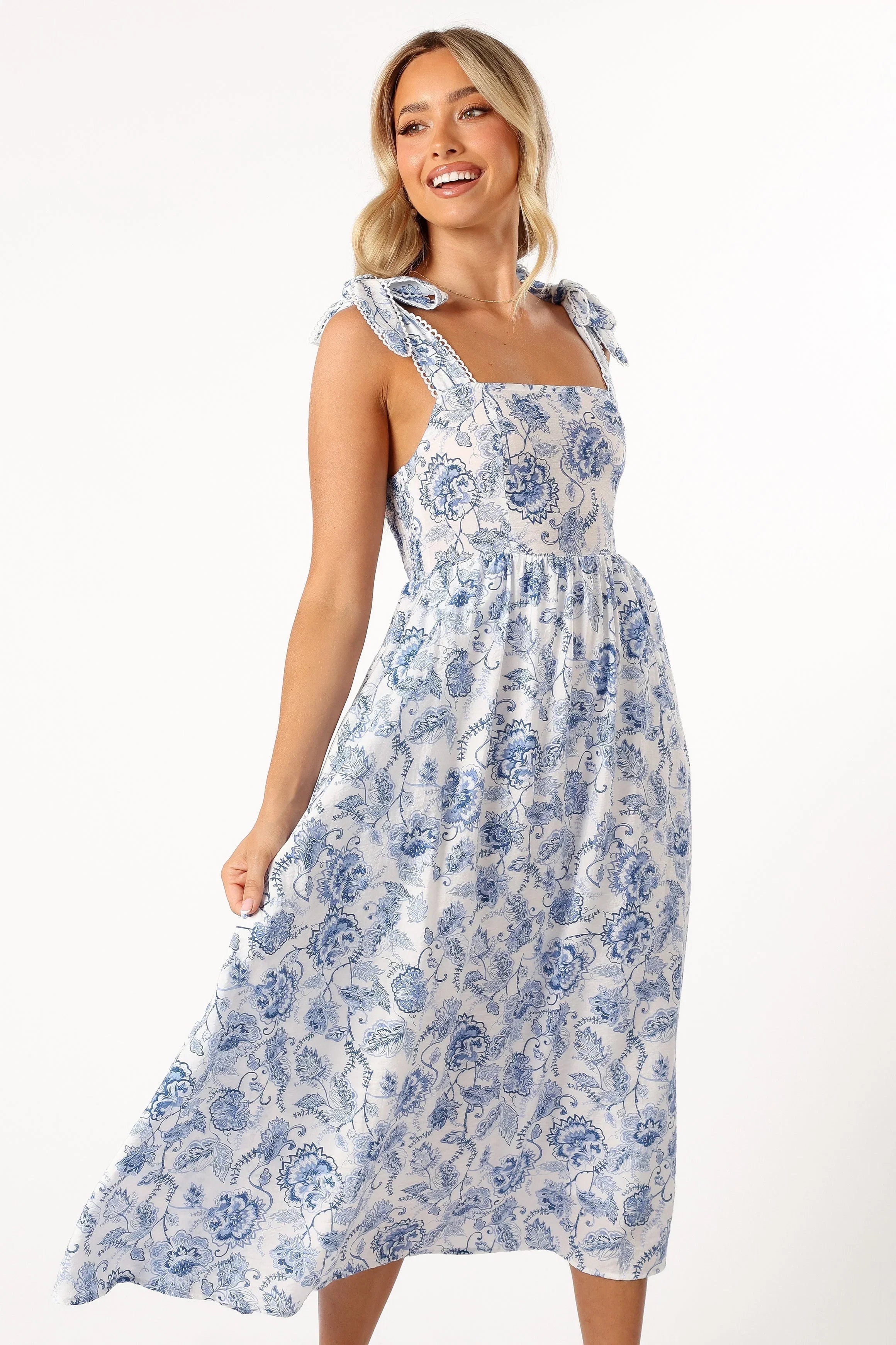 Janie Midi Dress Blue Floral