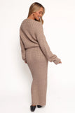 Reid Cable Knit Skirt Set Taupe