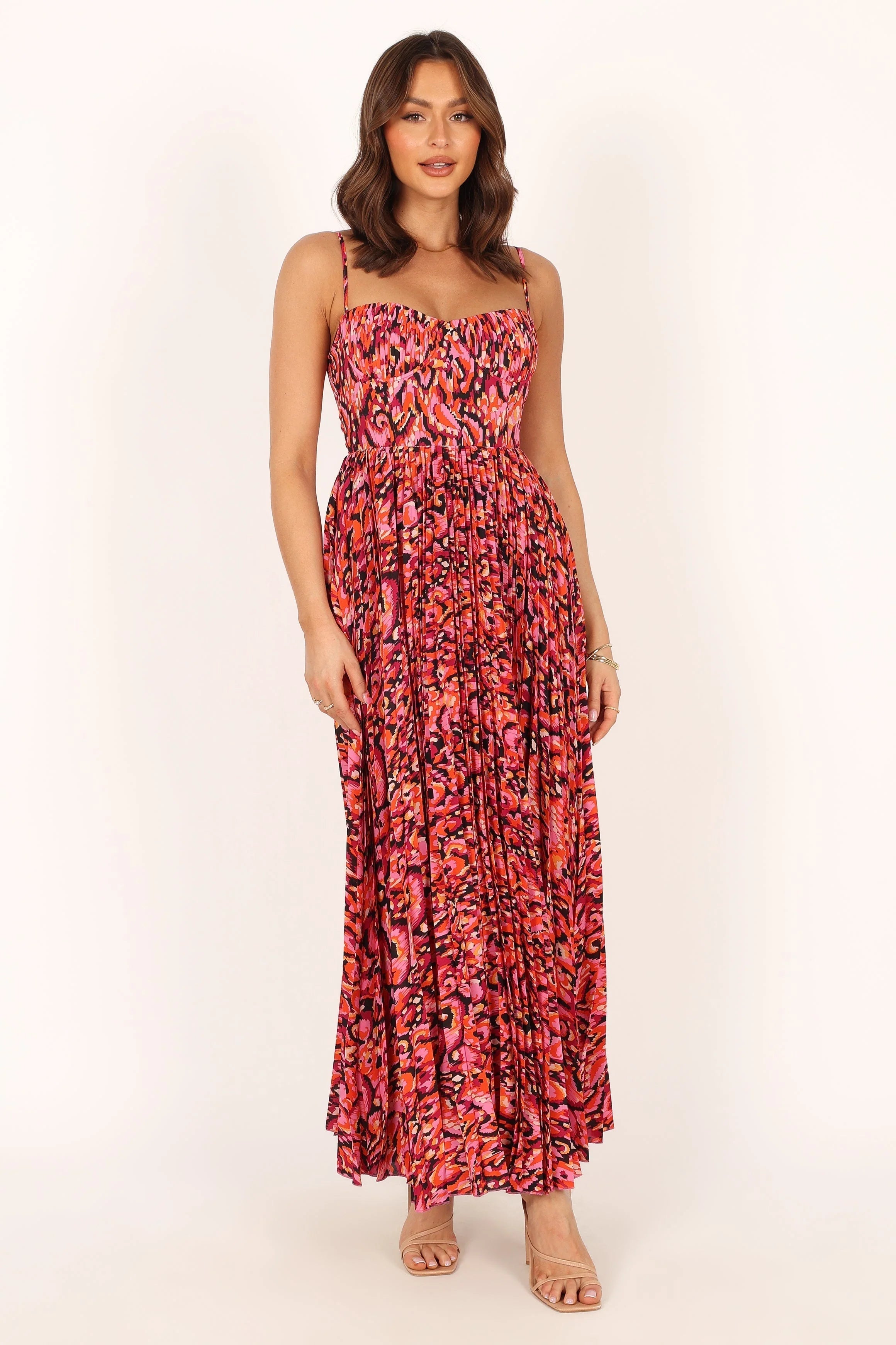 Achanti Pleated Maxi Dress Pink Multi