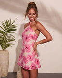 Sweet Garden Floral Halter Neck Mini Dress