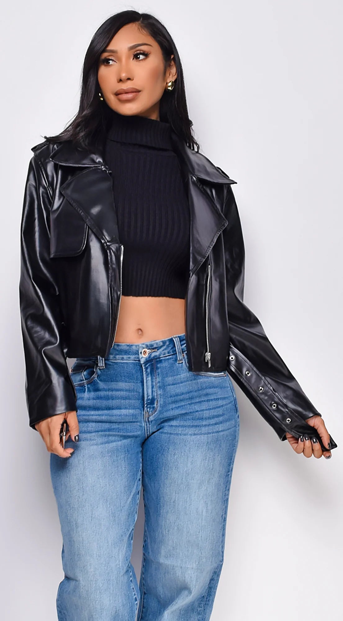 Piper Faux Leather Jacket Black