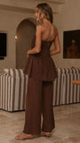 Maison Strapless Top Pants Set Chocolate