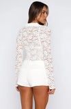 Shes A Dime Long Sleeve Lace Top White