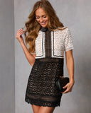 Slow Dance Contrast Lace Mini Dress