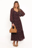 Keziah Long Sleeve Maxi Dress Burgundy Floral
