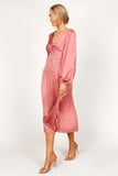 Noelle Twist Front Pleated Midi Dress Blush