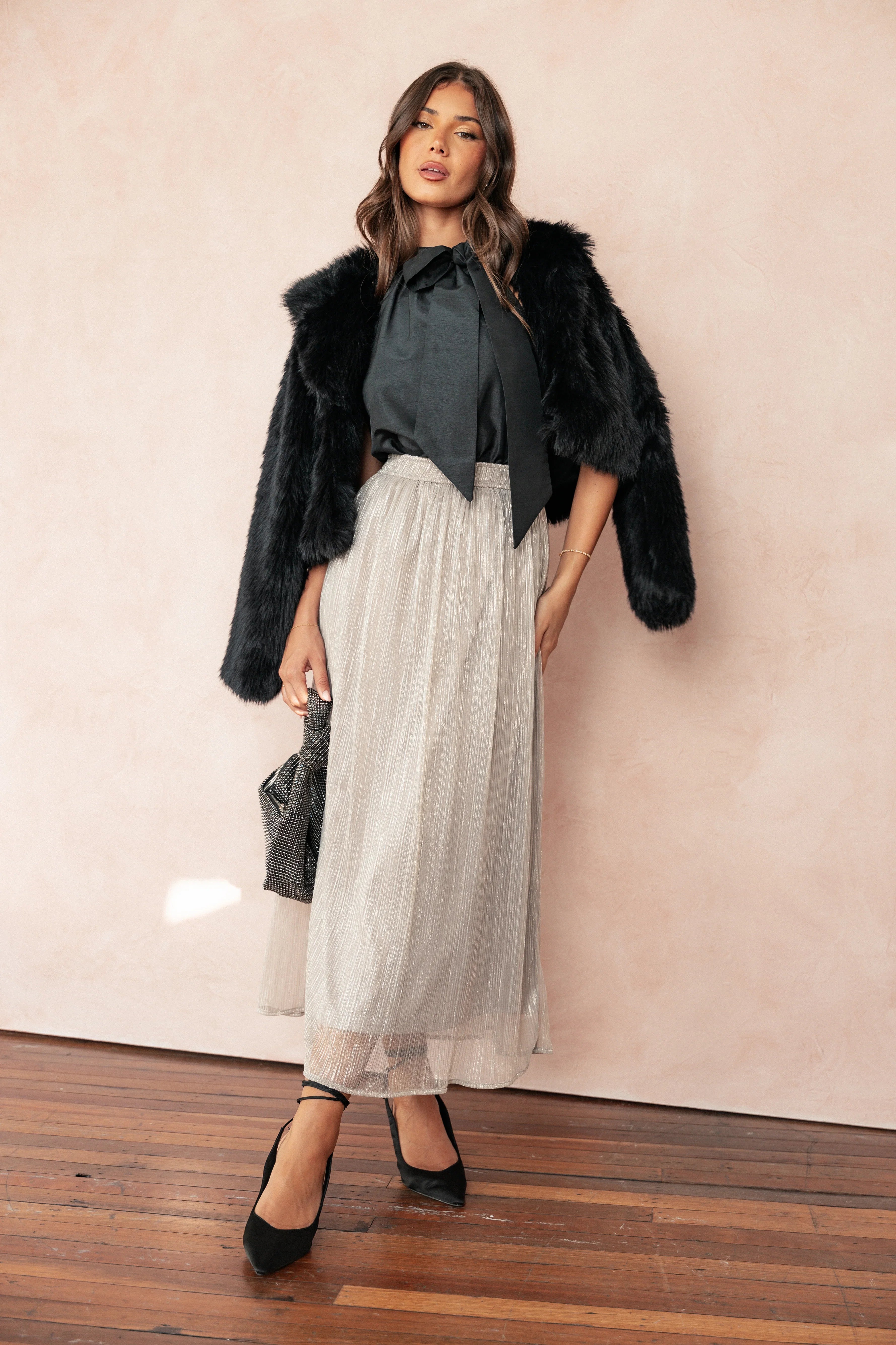 Tricia Maxi Skirt Silver