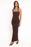 Ongelique Halterneck Maxi Dress Brown