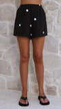 Calliope Strapless Top and Shorts Set Black White Polka Dot