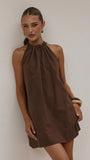 Demy Halter Mini Dress Chocolate