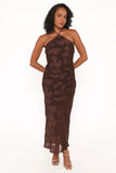 Remy Halterneck Maxi Dress Brown