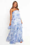 Bloom Strapless Maxi Dress Blue