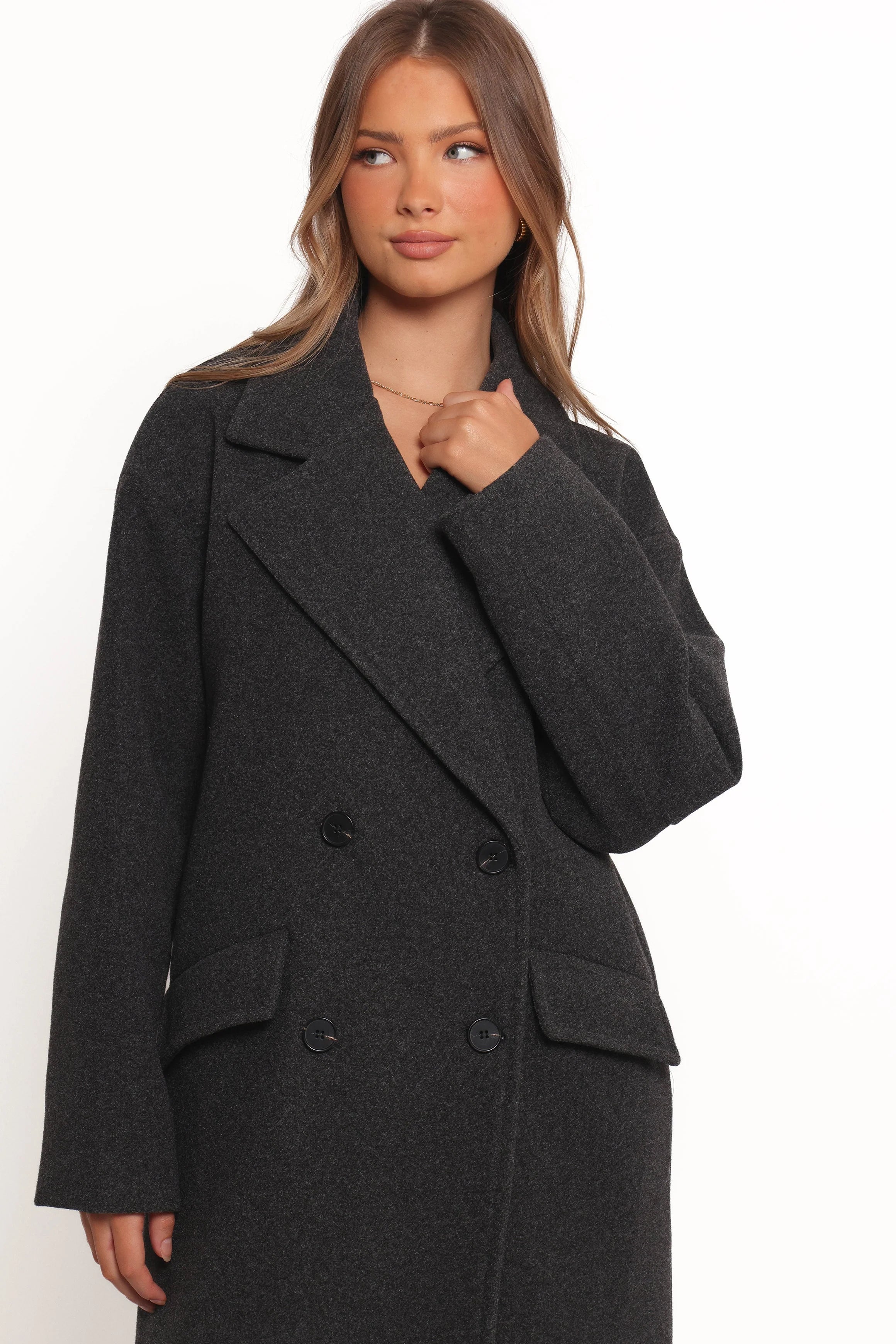 Brylie Oversized Coat Charcoal