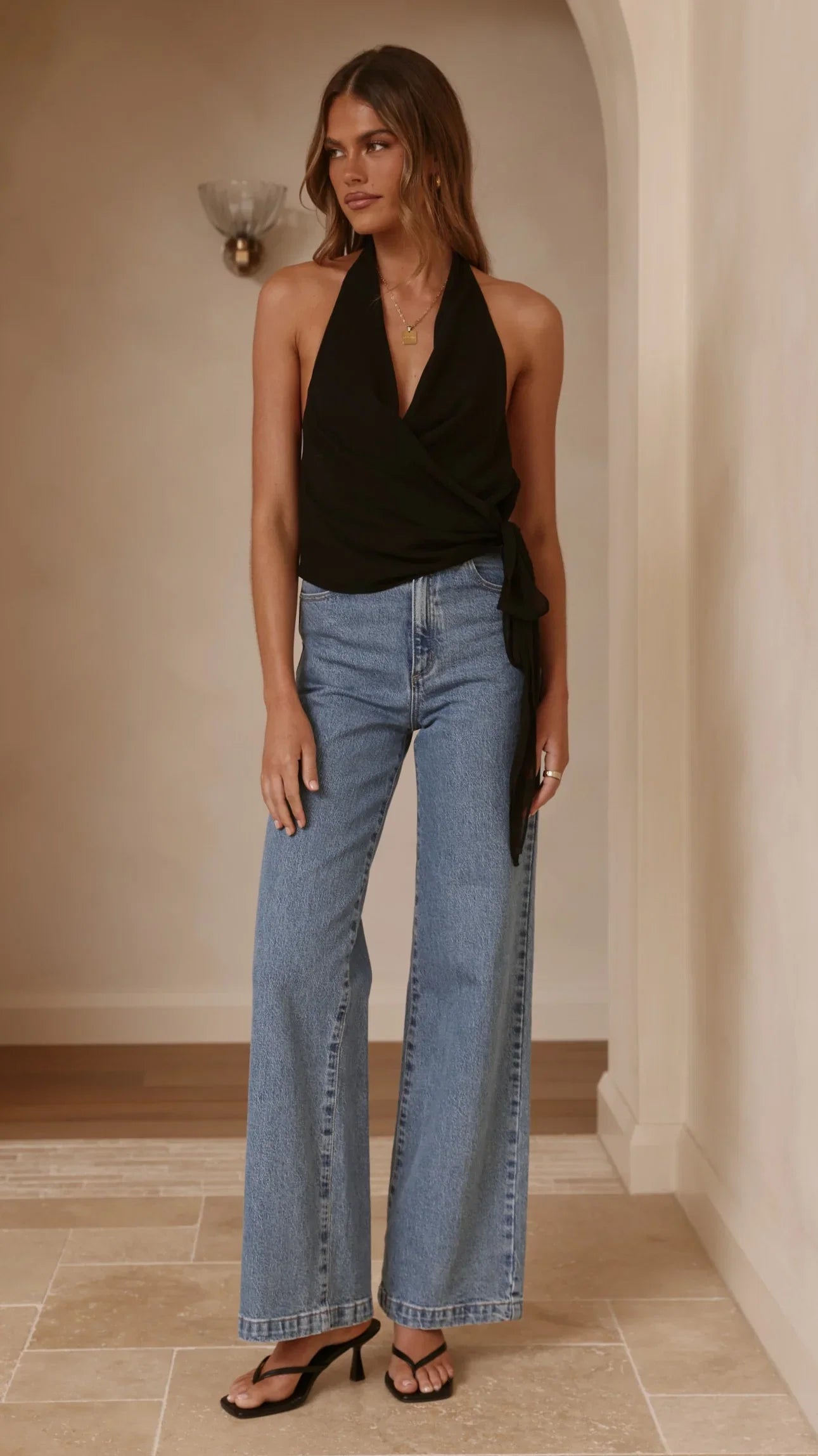 Belle Halter Neck Top Black