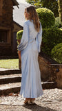 Ivy Long Sleeve Tie Front Maxi Dress Blue