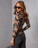 Lizete Mesh Mock Neck Top