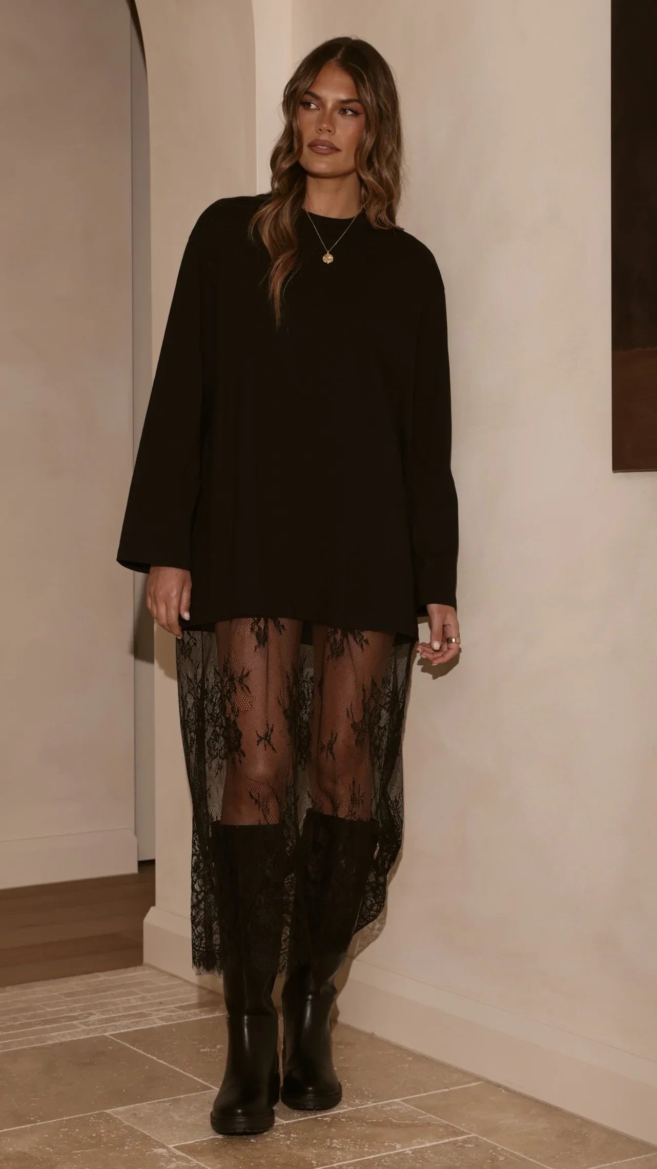 Kailey Lace Maxi Dress Black