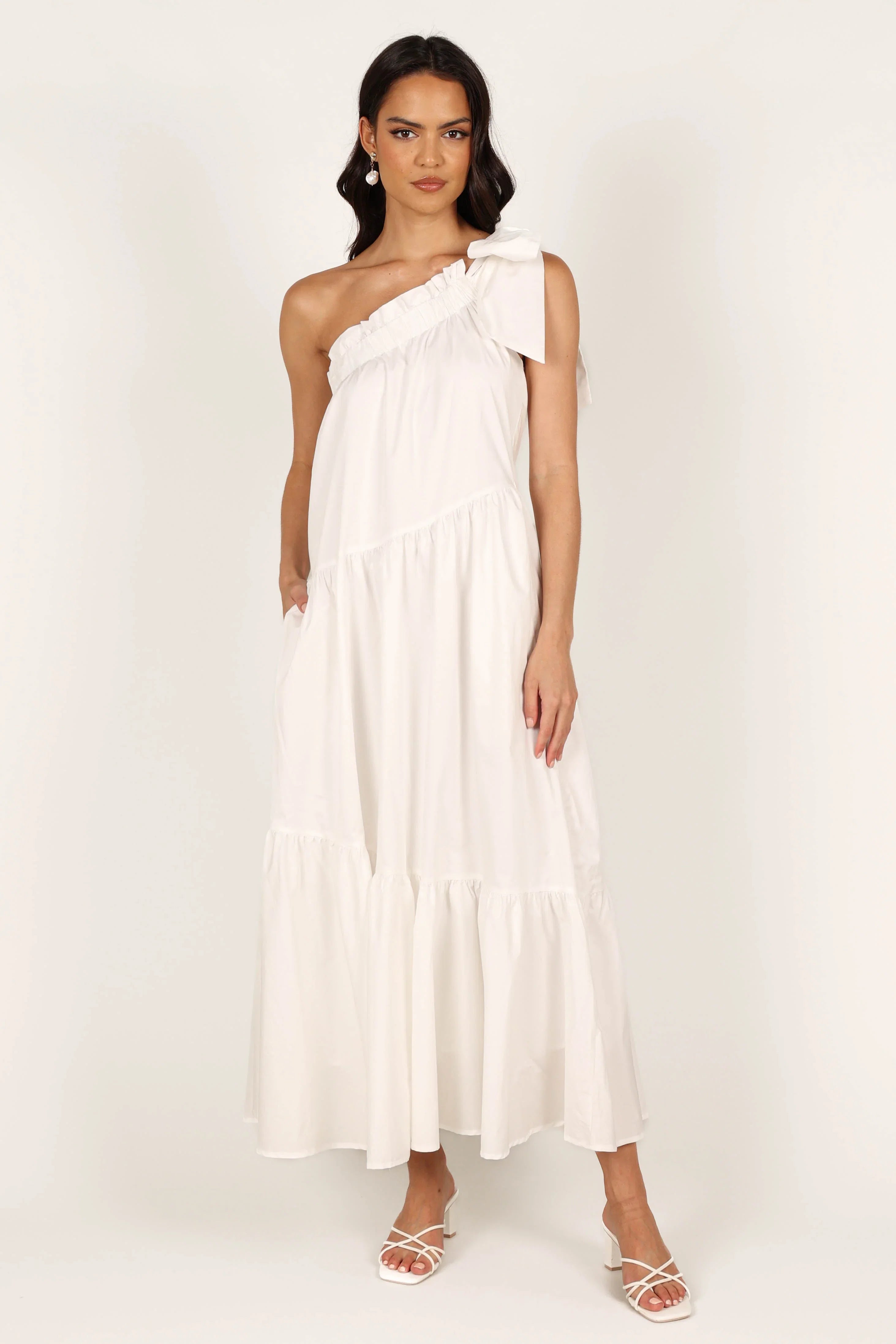 Ava One Shoulder Maxi Dress White